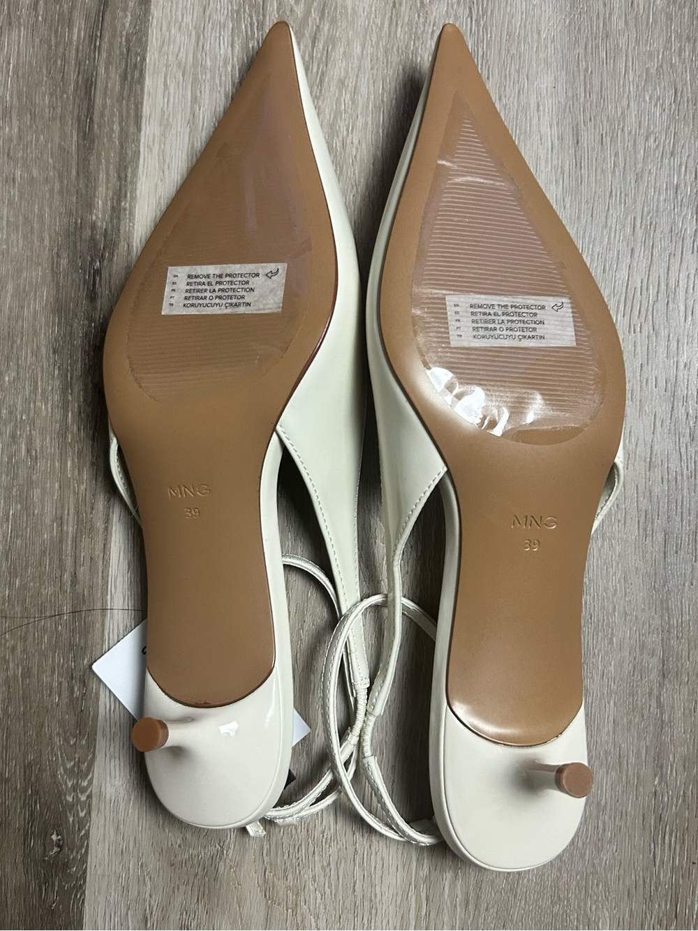 Mango Ivory Pointed-Toe Slingback Y2K Kitten Heels - Picture 6 of 8